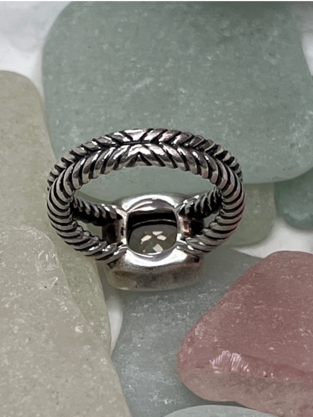 David Yurman Morganite Petite Albion Ring with Pave’ Diamonds - Picture 5 of 8